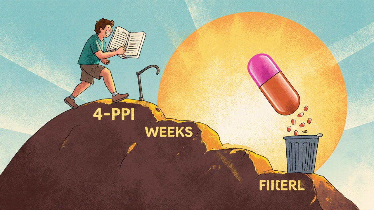 Journey from medication to lifestyle change, ending in freedom with pill fading away