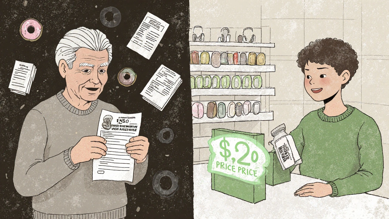 Patient paying cash for generics vs. paying higher insurance copay with bureaucratic obstacles.