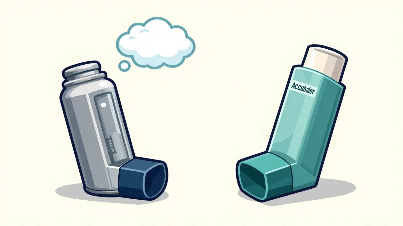 Comparison of a pressurized Evohaler and a dry powder Accuhaler