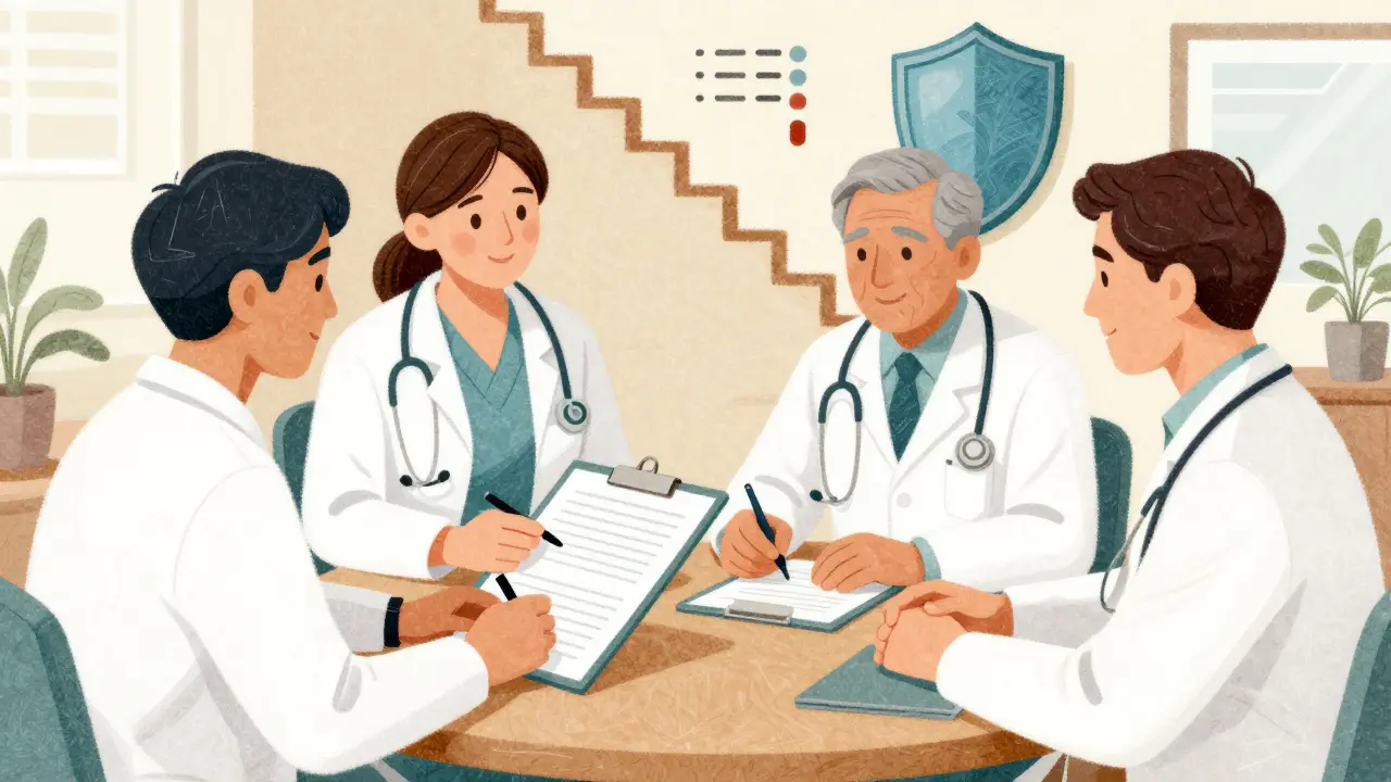 Medical team collaborating on steroid tapering strategy
