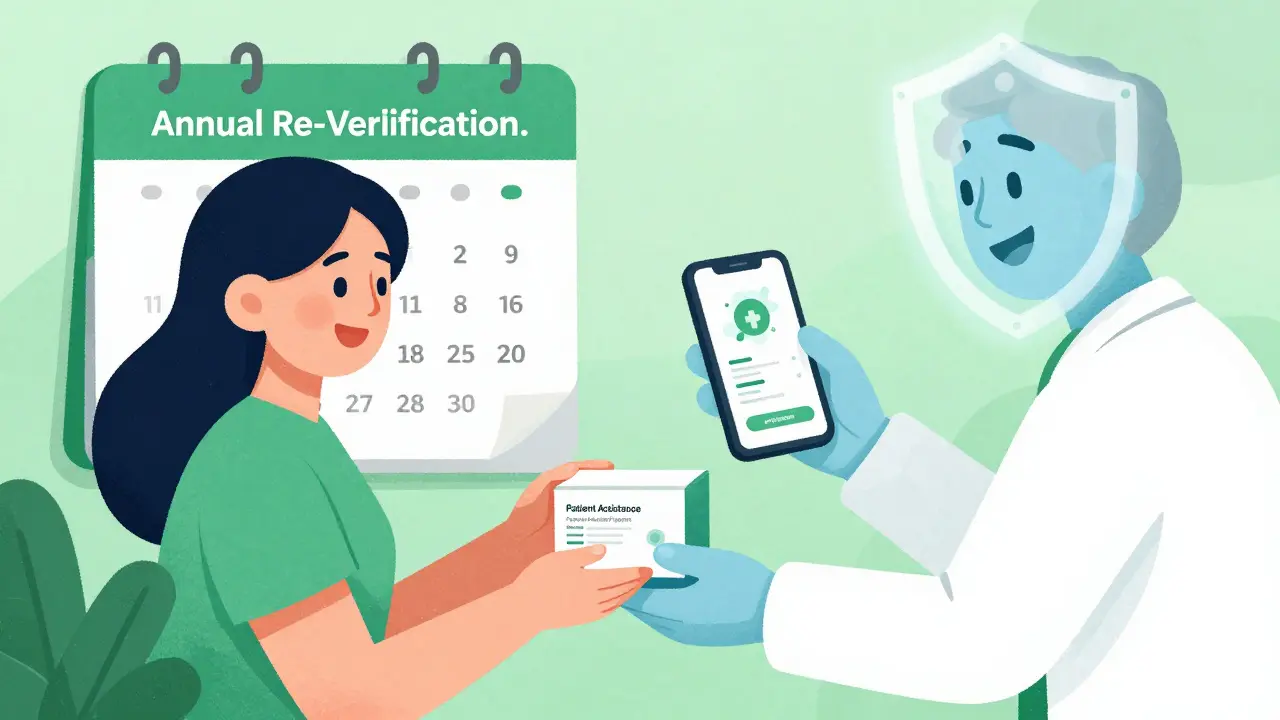 Patient receiving free medication with help from assistance program tools