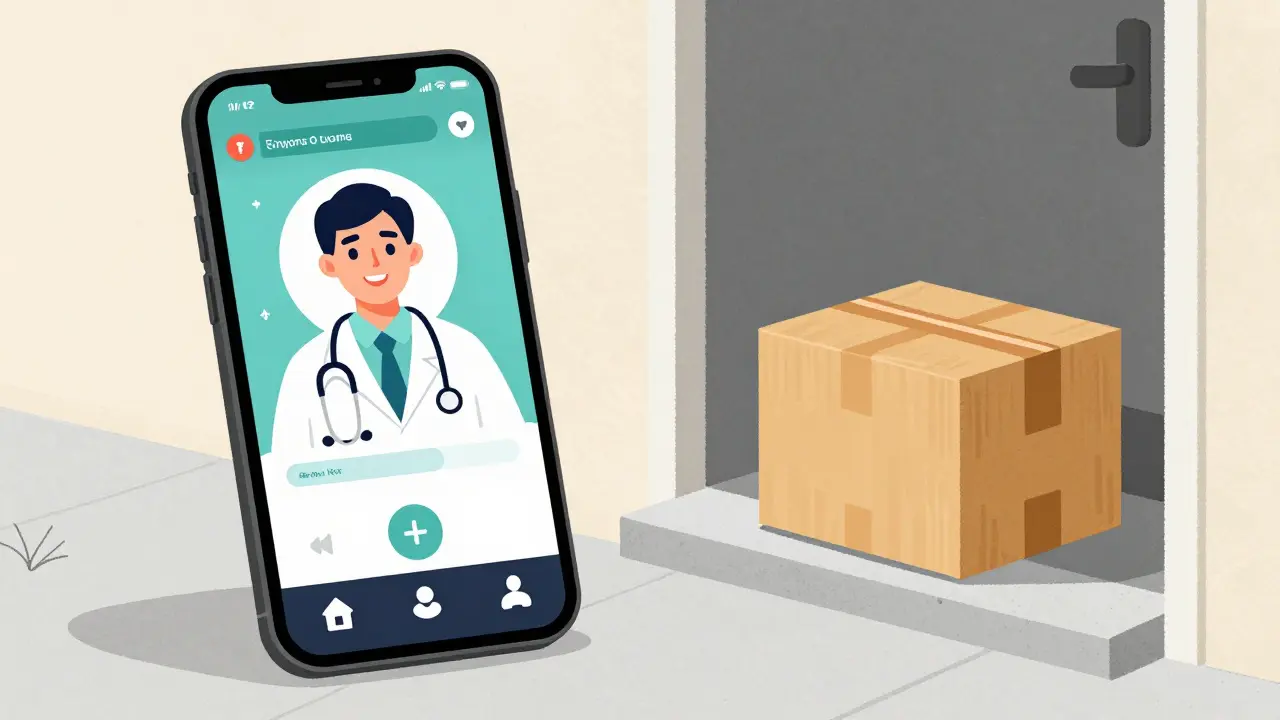Telehealth consultation and medication delivery package