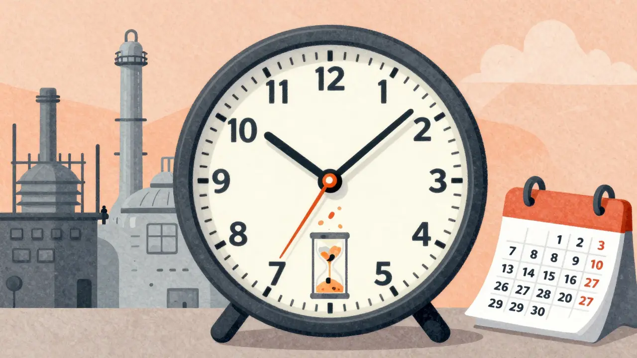 Textured art of a ticking clock over a pharmacy showing time pressure