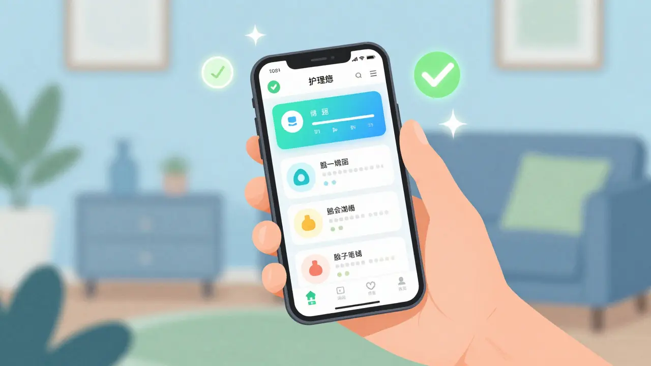 Hand holding smartphone with glowing digital medication reminders