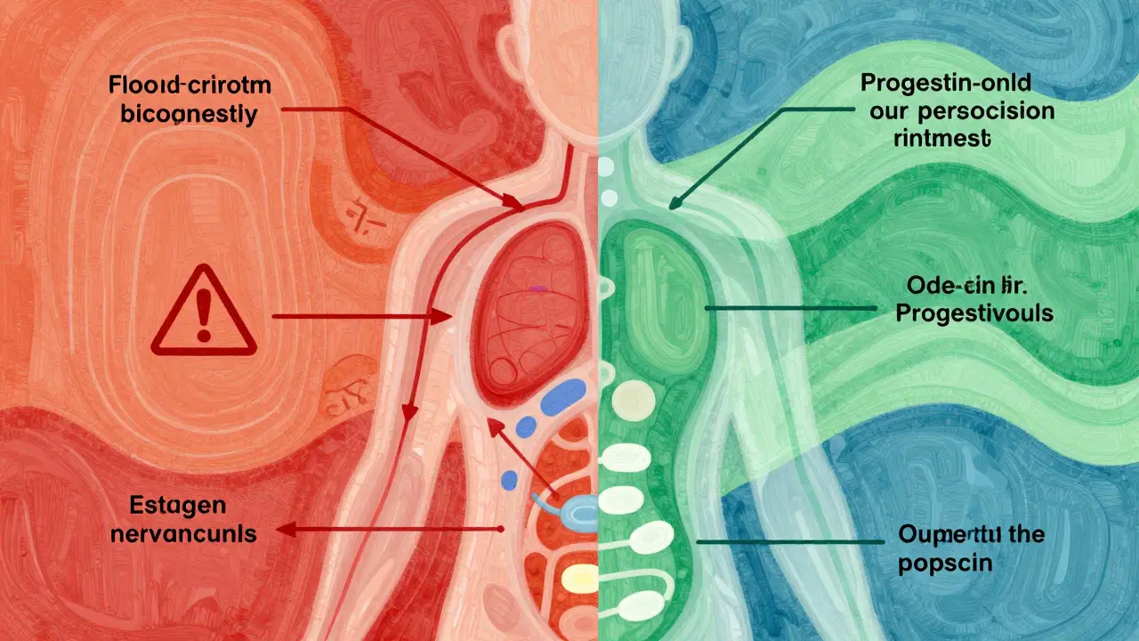 Visual guide to hormonal risks and IUD safety profiles