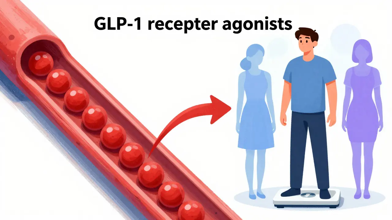 Illustration contrasting stable blood sugar levels with significant weight loss benefits.